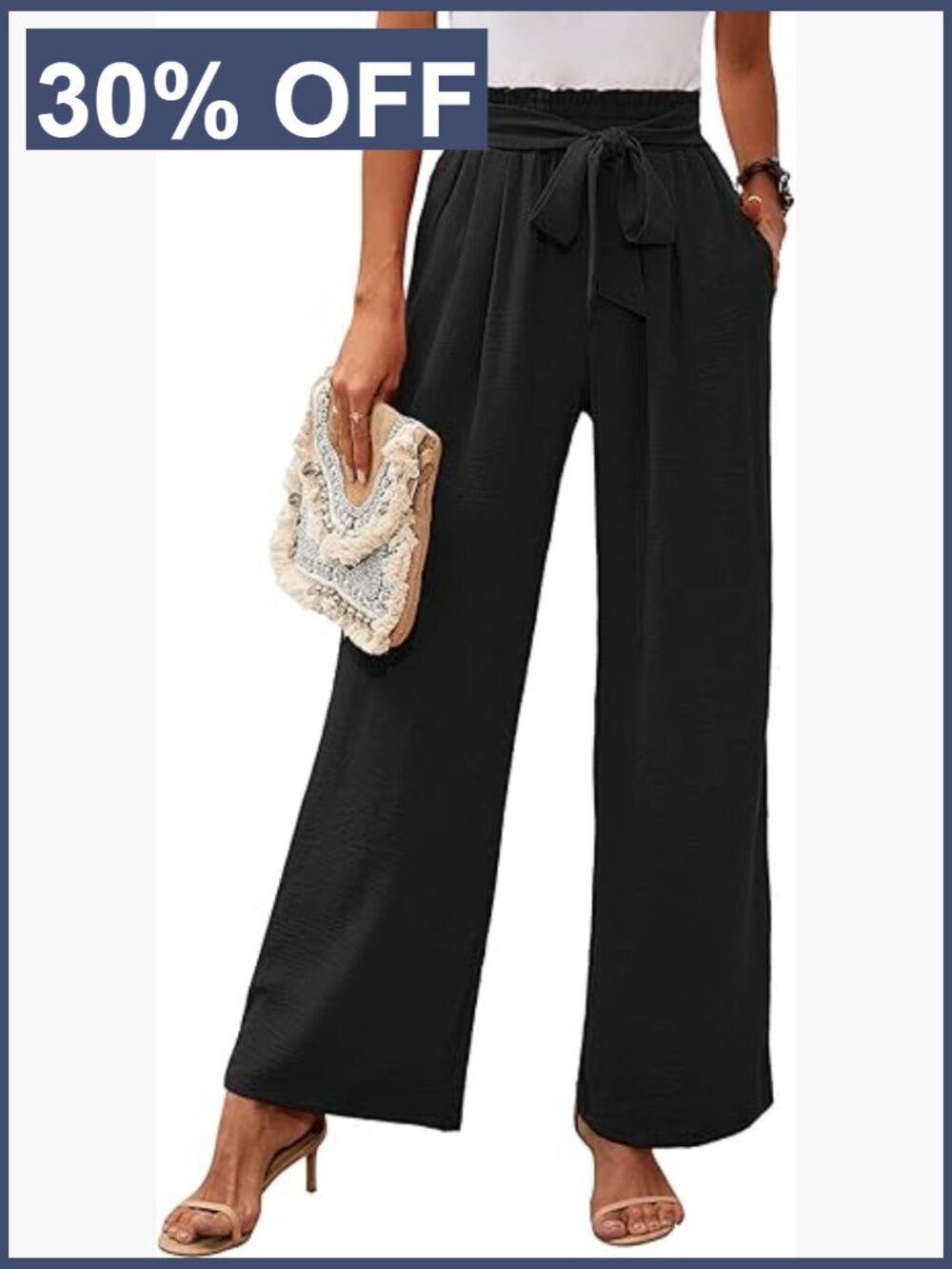 Wide Leg Lounge Pants with Pockets High Waisted Adjustable Tie Knot Loose